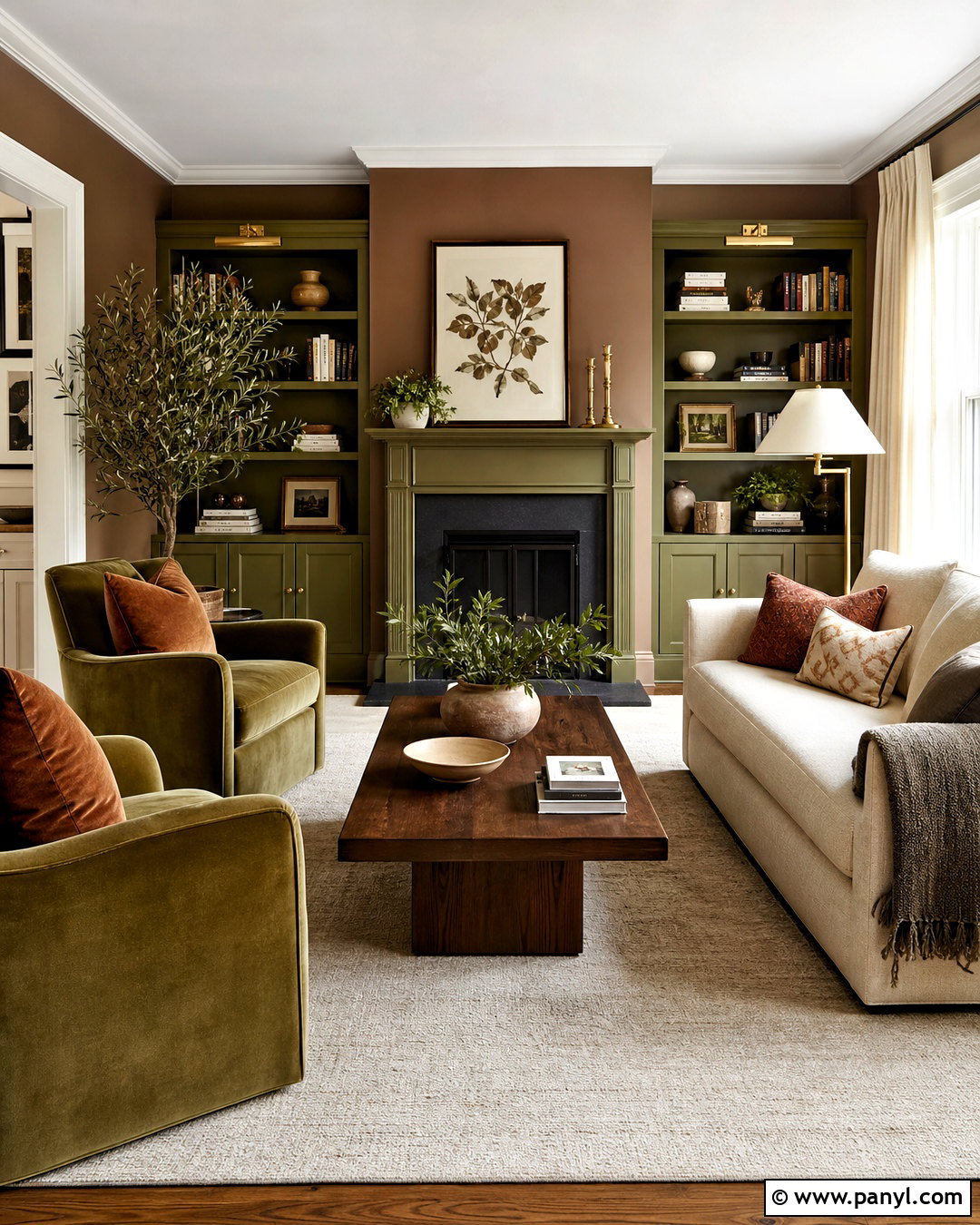 Brown And Sage Green Living Room - 20 brown rooms paint ideas