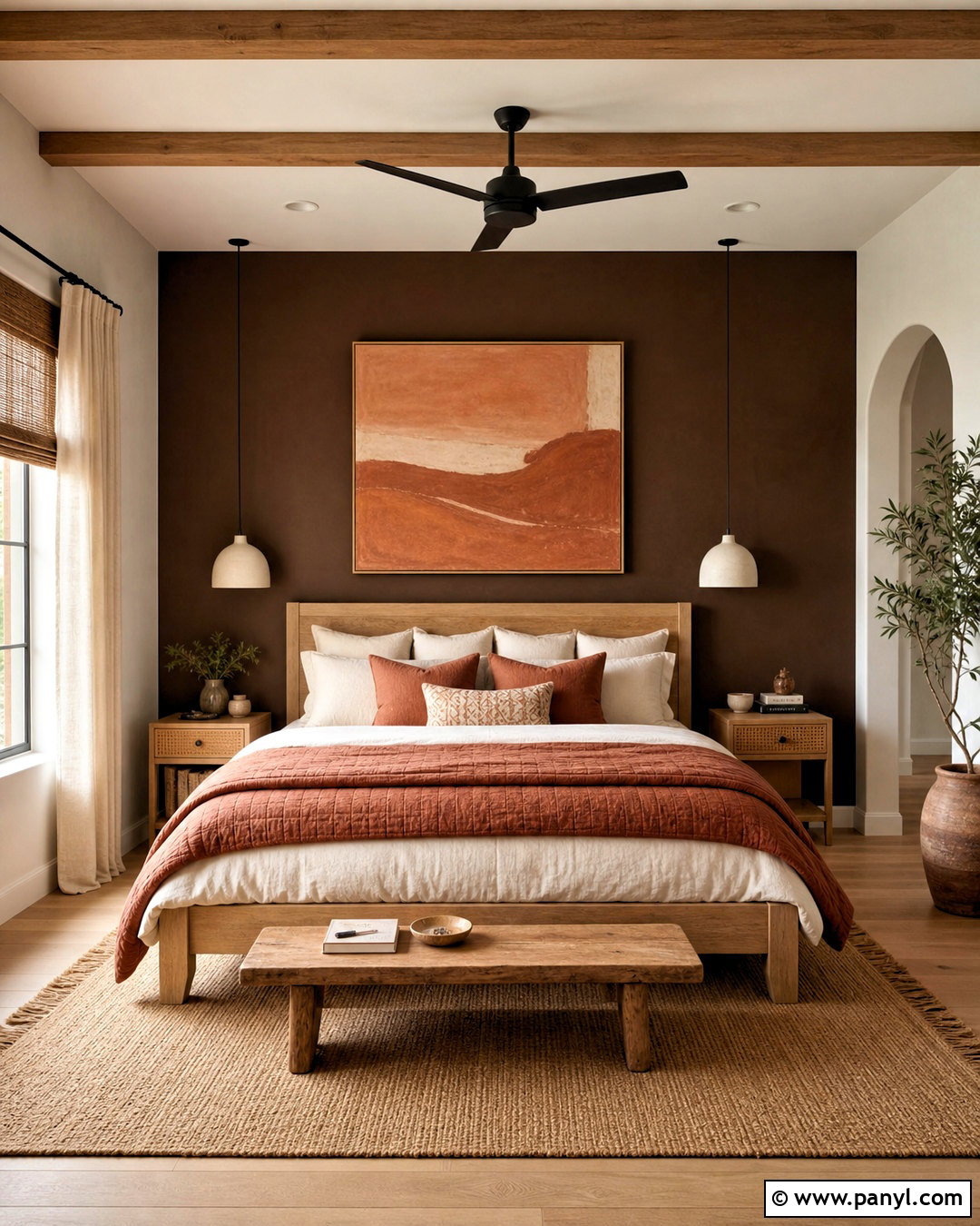 Brown And Terracotta Accent Wall Bedroom - 20 brown accent wall bedroom ideas