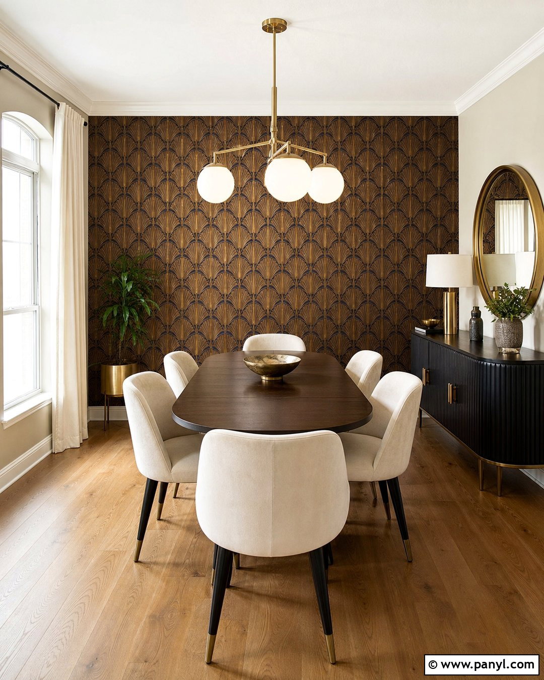 Brown Art Deco Wallpaper Feature Wall - 35 Brown Feature Wall Ideas