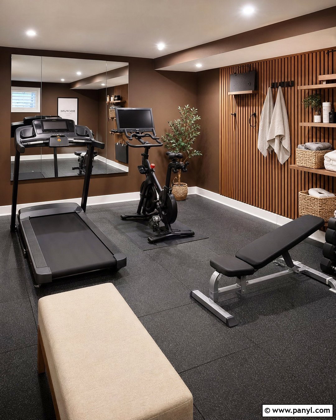Brown Basement Walls With Gym Equipment - 25 Brown Basement Walls