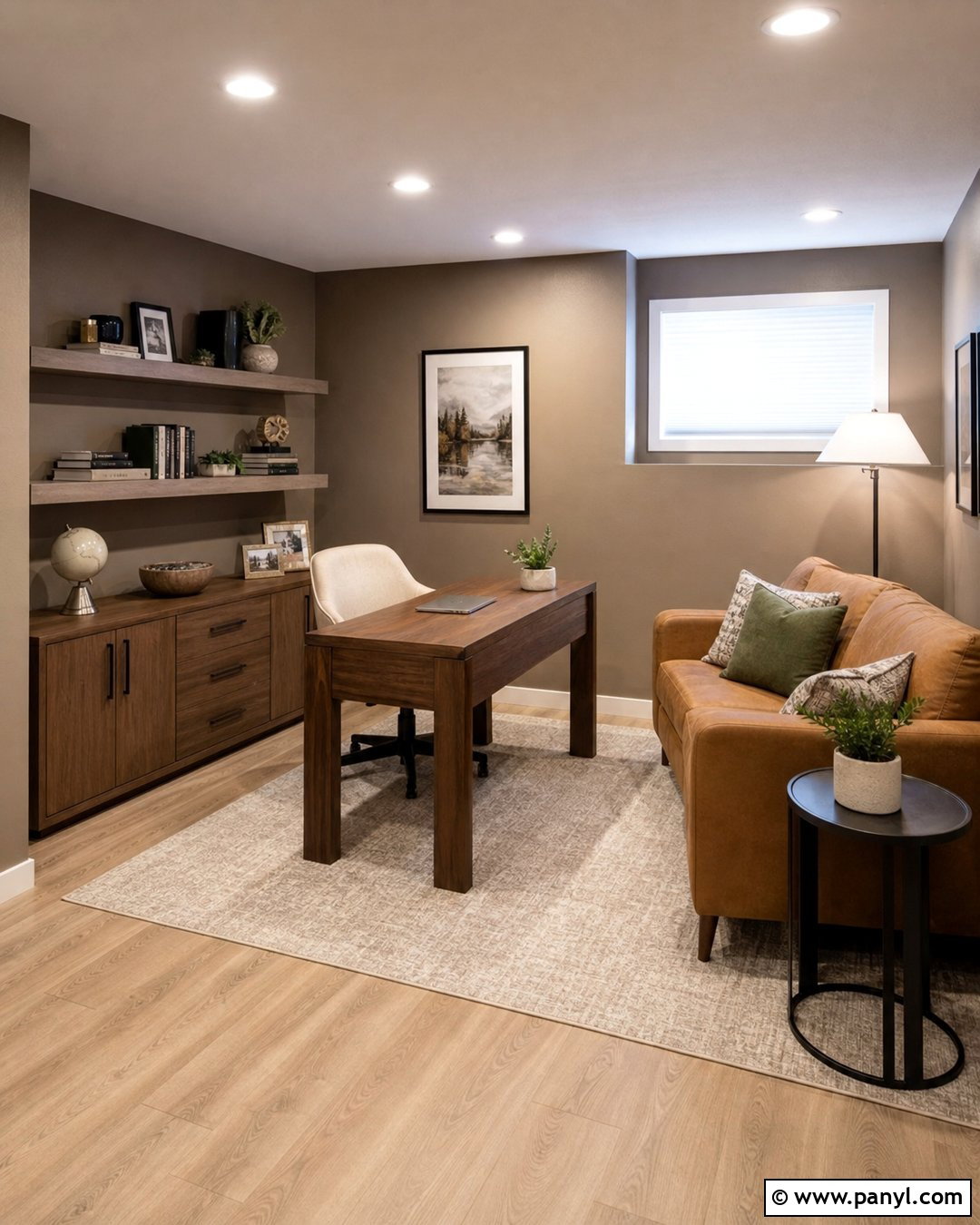 Brown Basement Walls With Home Office - 25 Brown Basement Walls