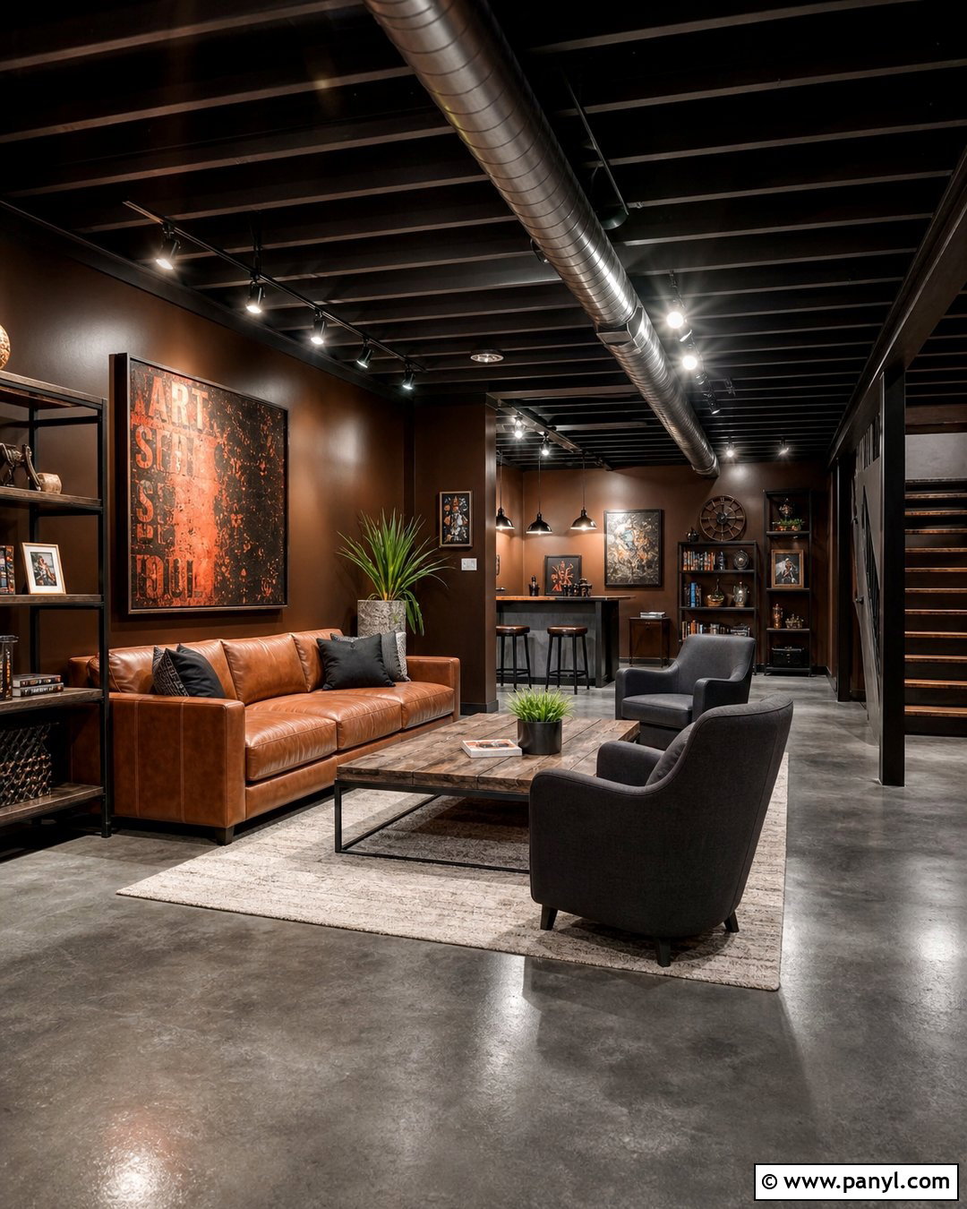 Brown Basement Walls With Industrial Decor - 25 Brown Basement Walls