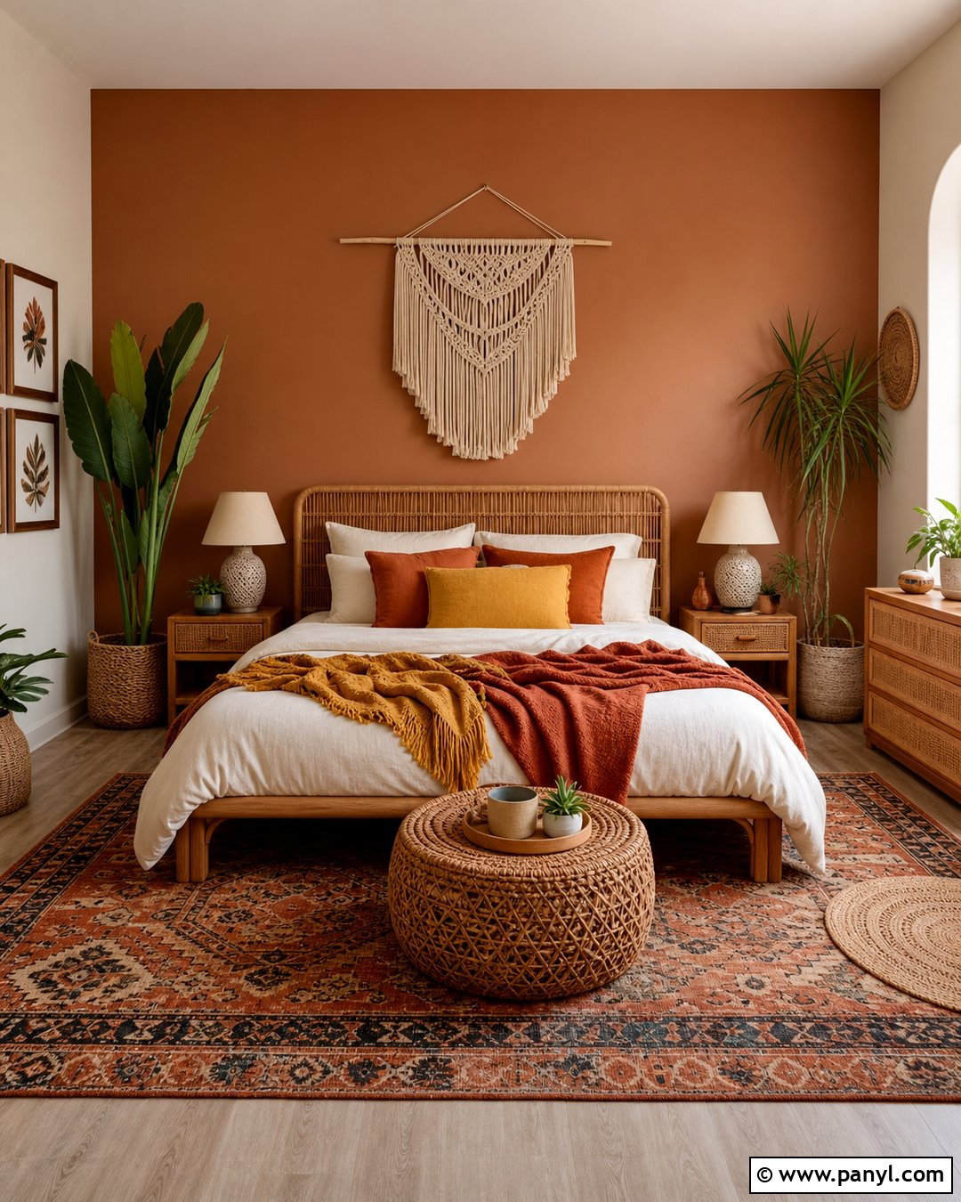 Brown Boho Feature Wall - 35 Brown Feature Wall Ideas