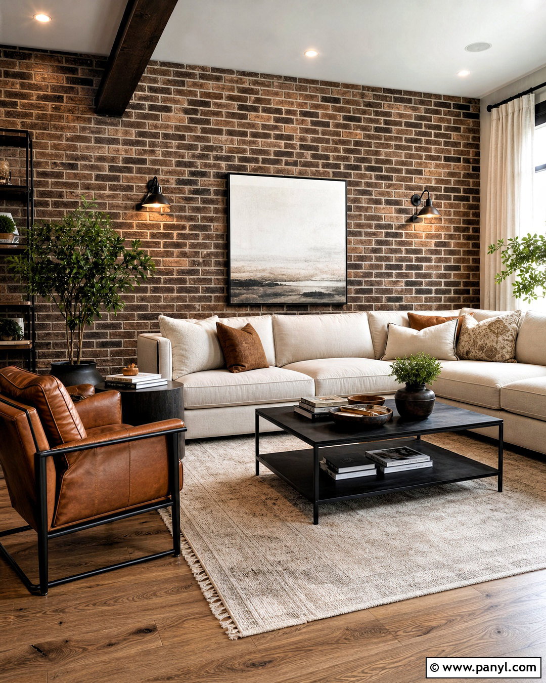 Brown Brick Accent Wall - 20 brown accent wall living room ideas