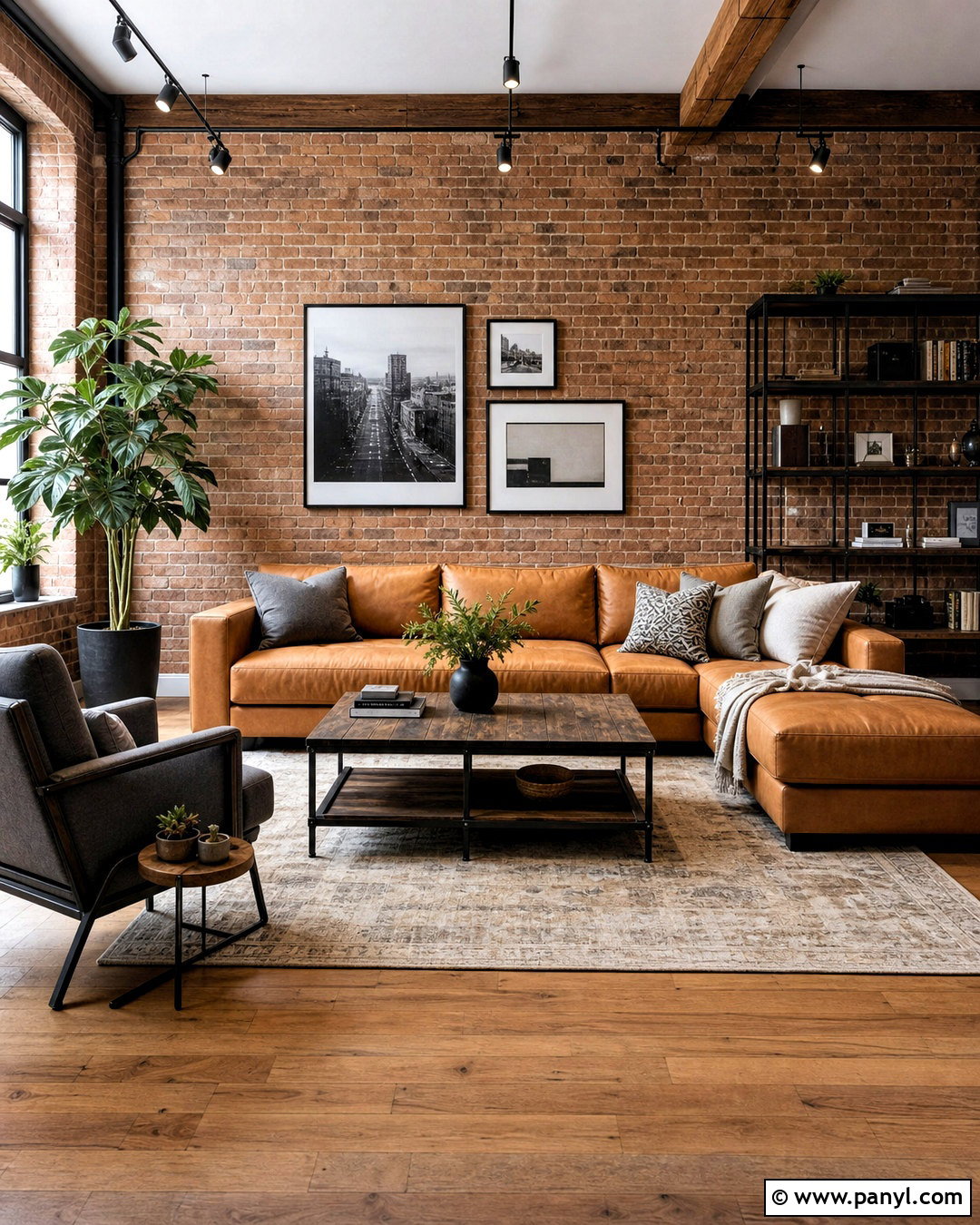 Brown Brick Loft Living Room - 20 brown wall texture ideas