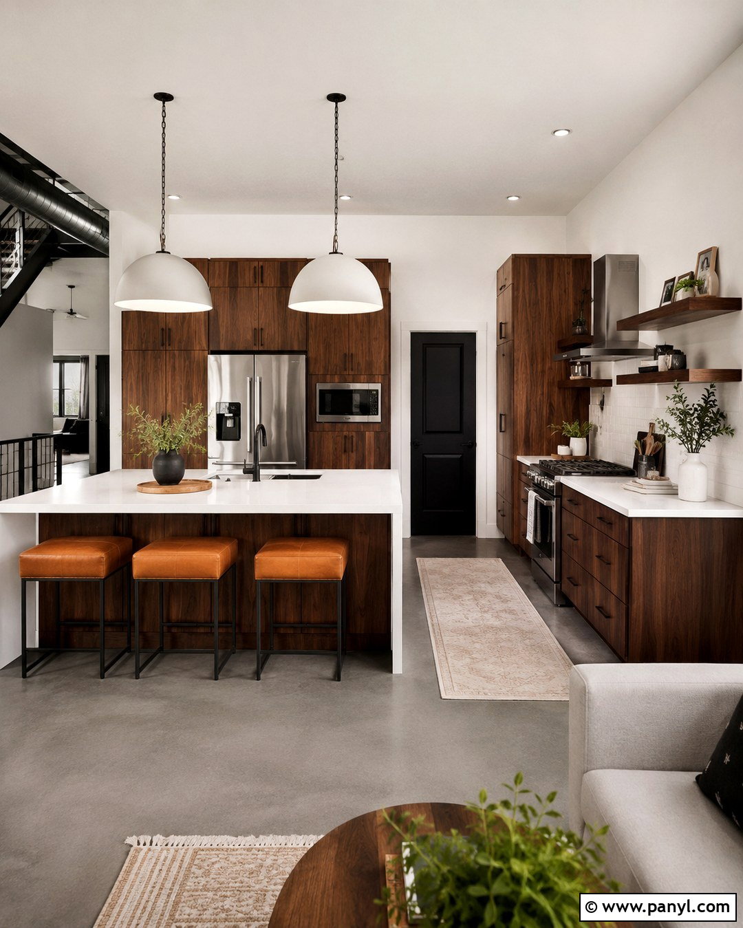 Brown Cabinets With Concrete Floors - 20 White Walls Brown Cabinets