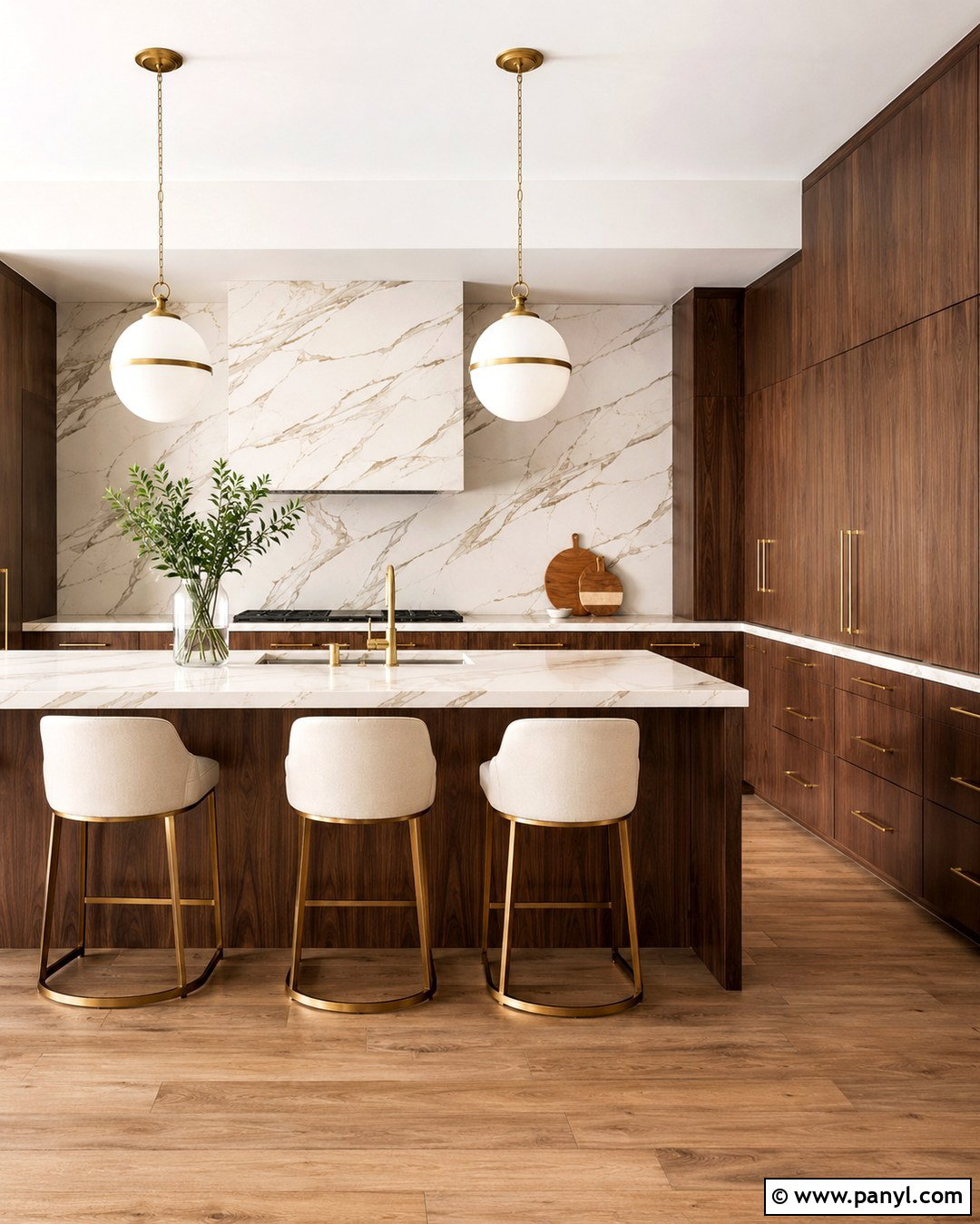 Brown Cabinets With Marble Backsplash - 20 White Walls Brown Cabinets