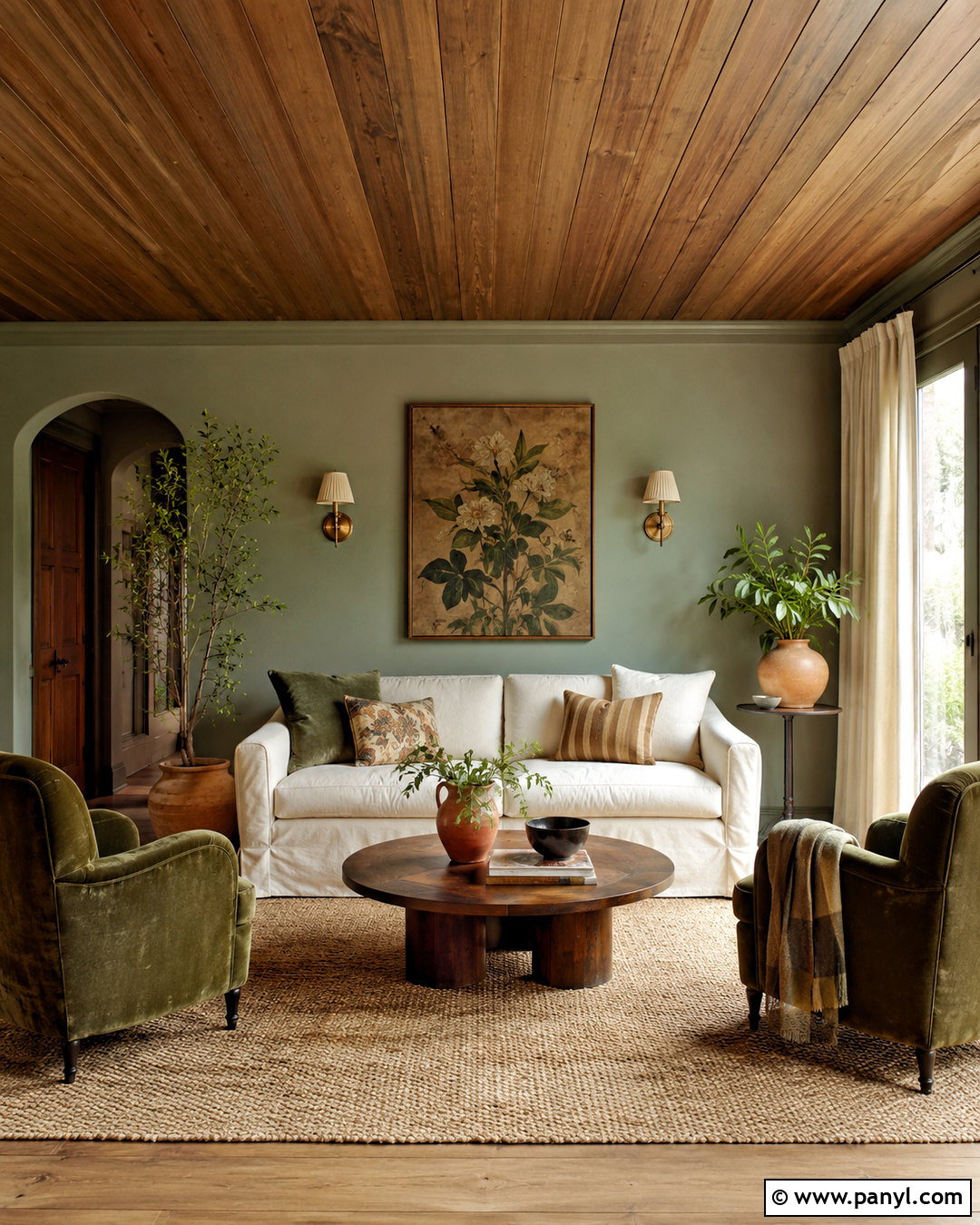 Brown Ceiling With Sage Green Walls - 20 brown ceiling living room ideas
