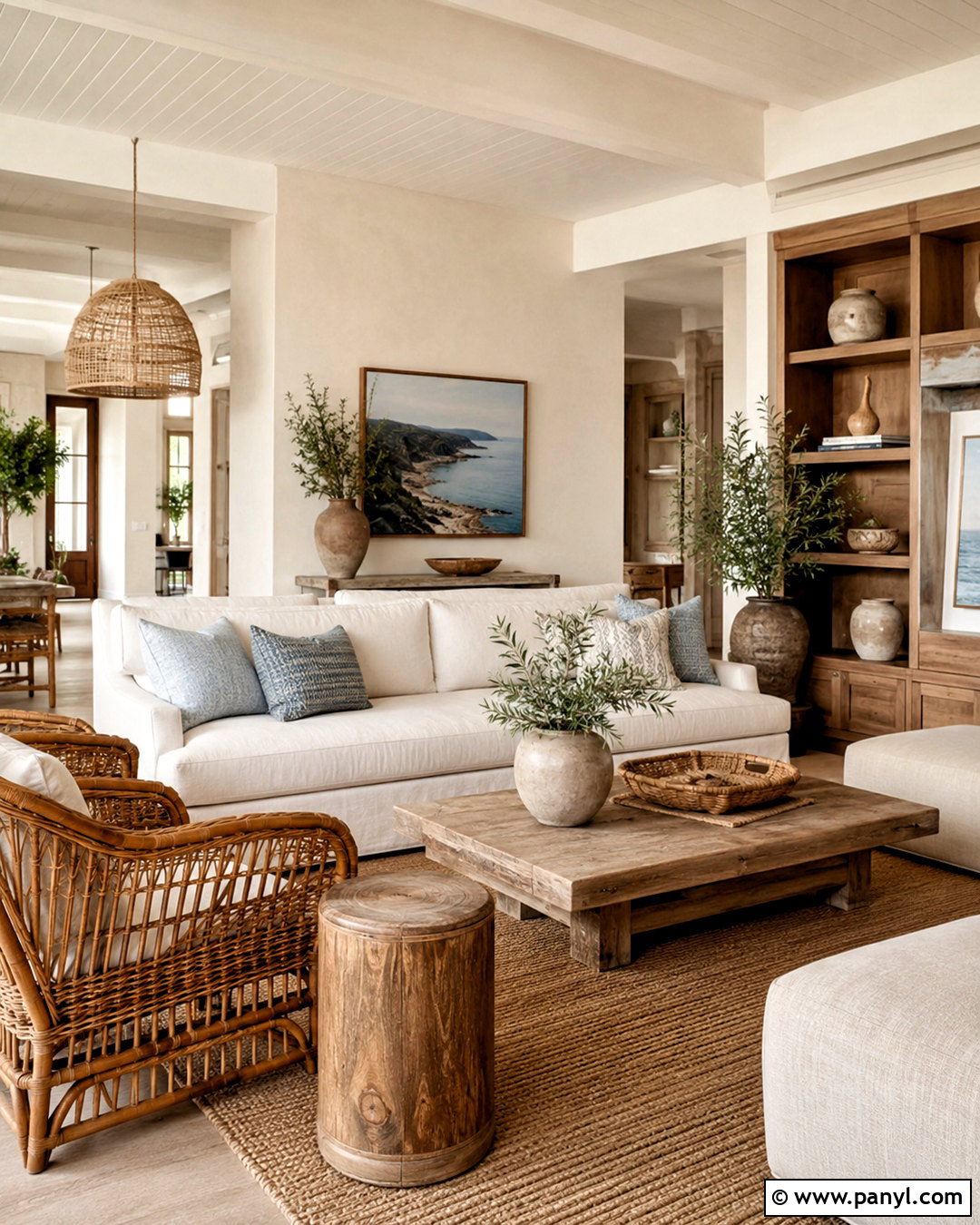 Brown Coastal Living Room - 20 brown aesthetic house ideas
