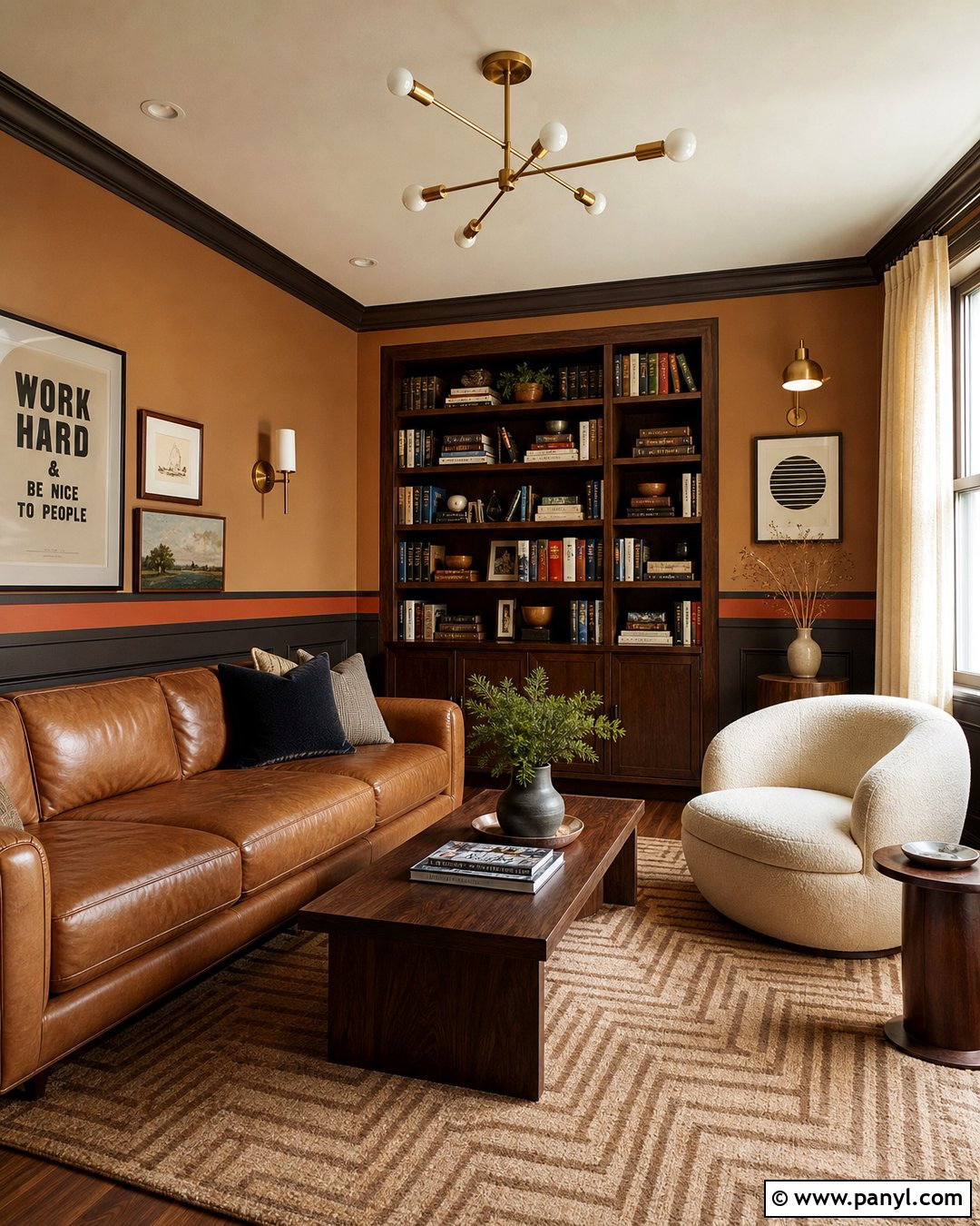 Brown Color Block Wall Paint - 20 Retro 70S Wall Paint Ideas