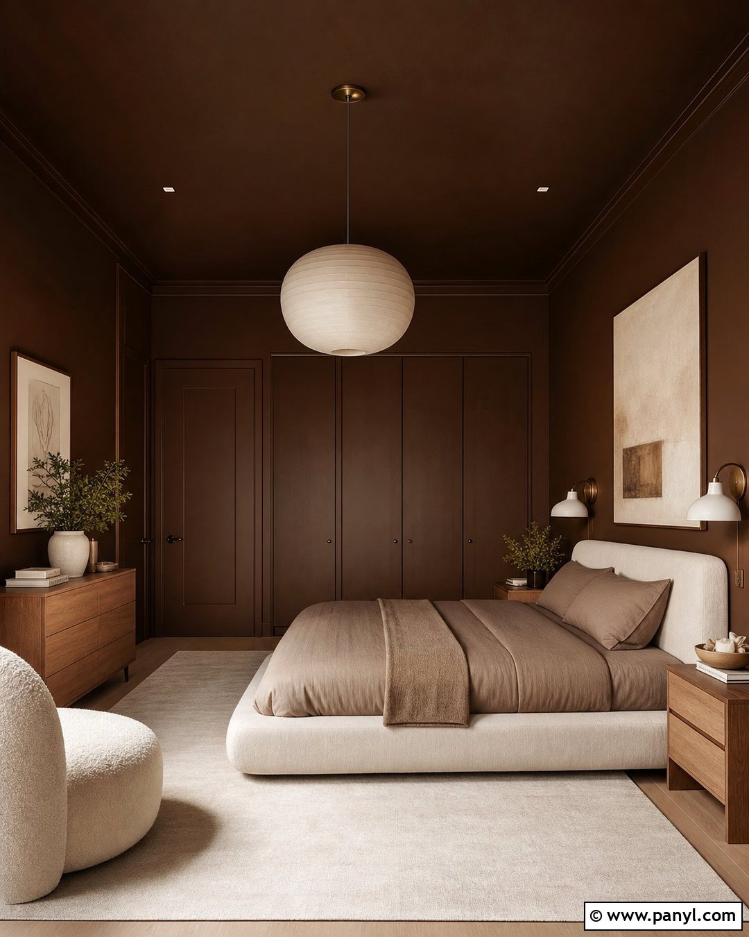 Brown Color Drenched Bedroom - 35 brown wall aesthetic ideas