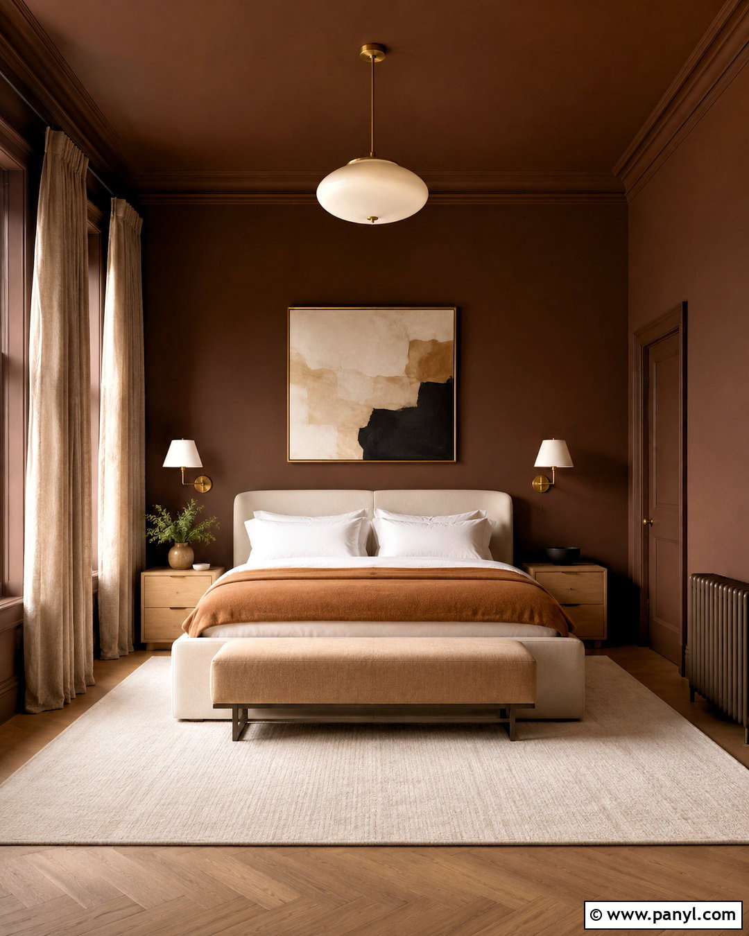 Brown Color Drenched Bedroom - 40 brown wall paint ideas