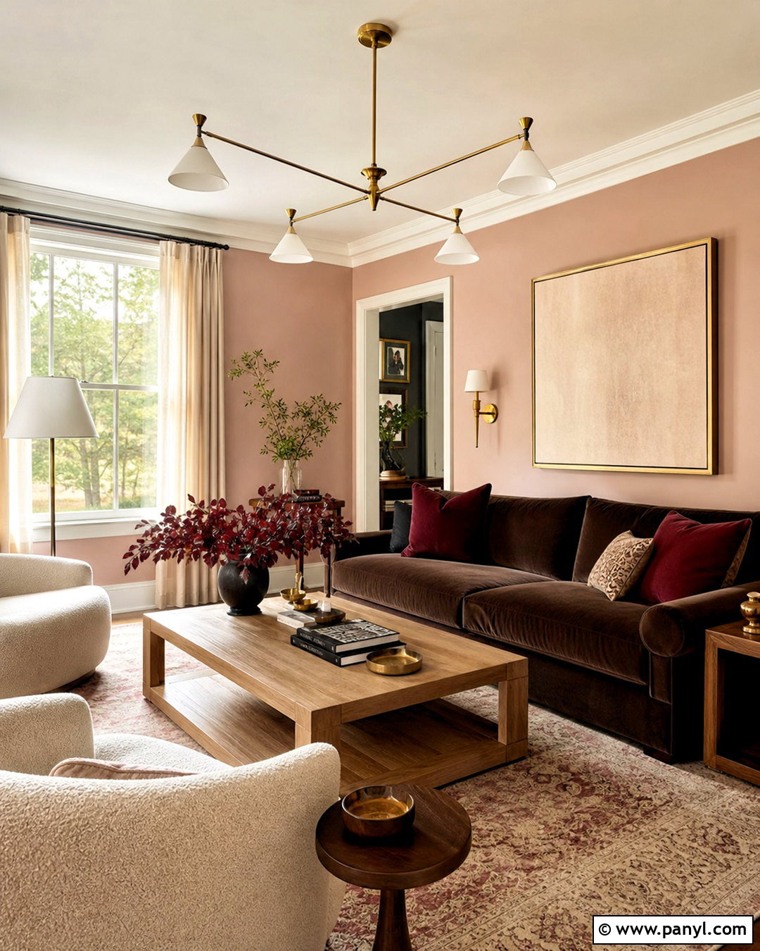 Brown Couch With Blush Pink - 20 living room brown couch color schemes