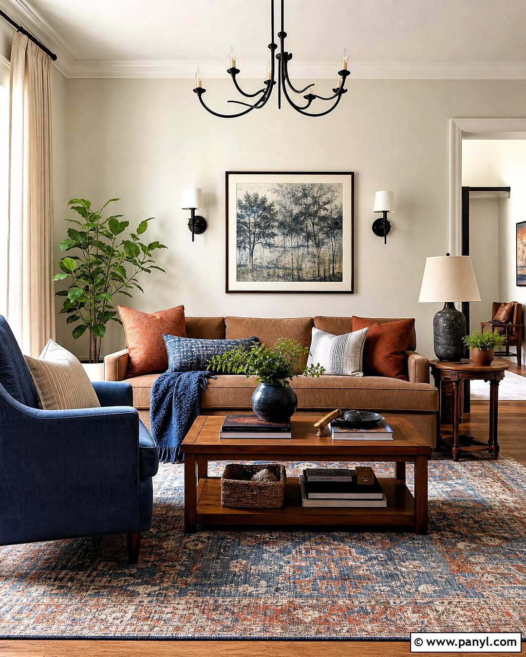 Brown Couch With Burnt Orange And Denim Blue - 20 brown couch decor color schemes