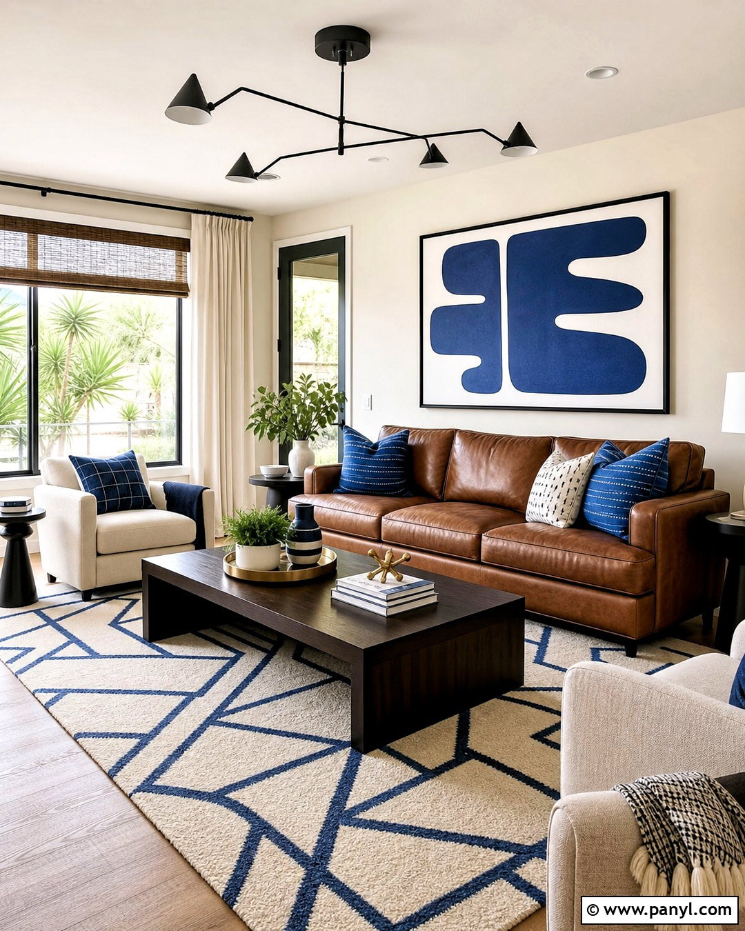 Brown Couch With Cobalt Blue And Ivory - 20 living room brown couch color schemes