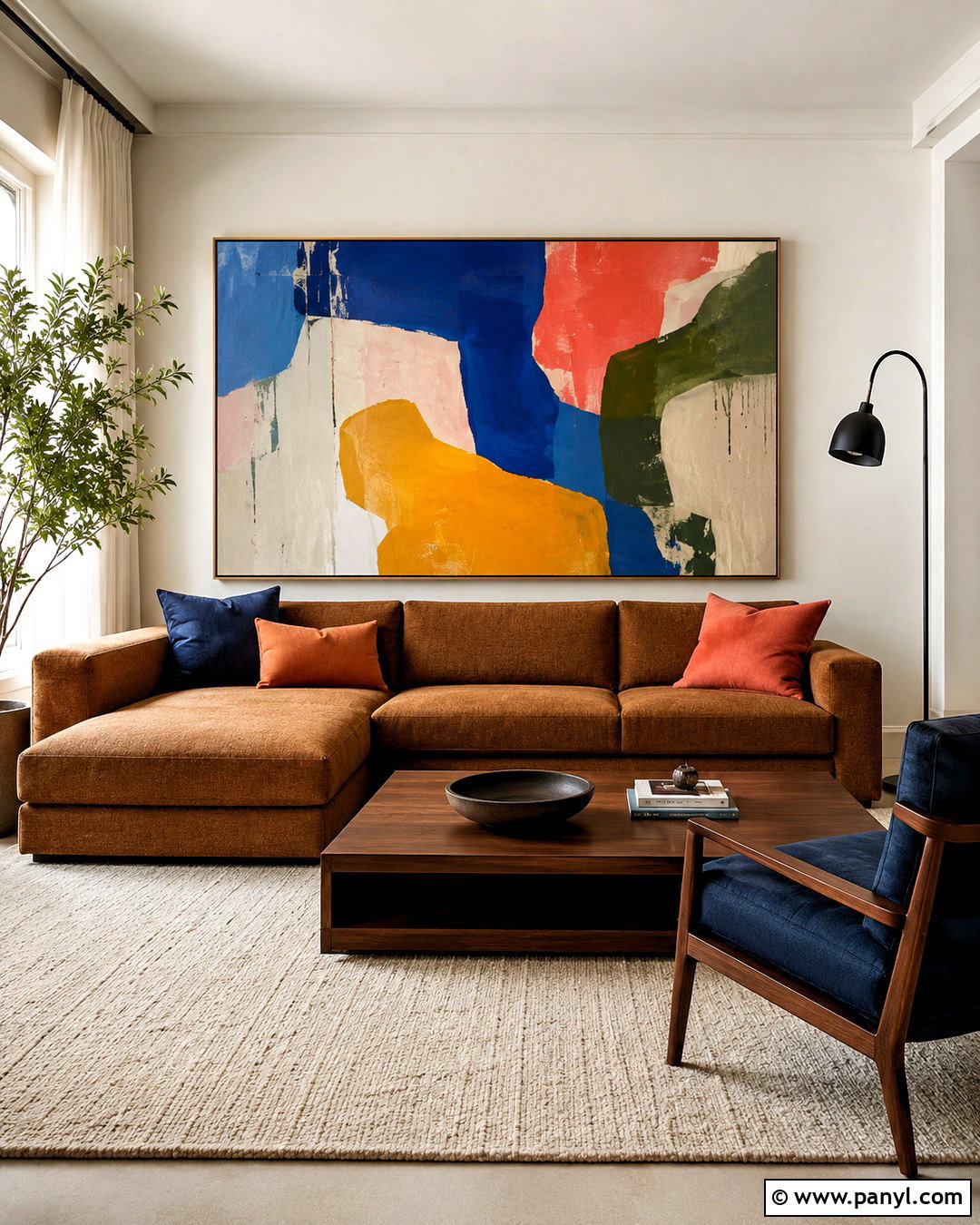 Brown Couch With Colorful Artwork - 20 living room inspiration brown couch ideas