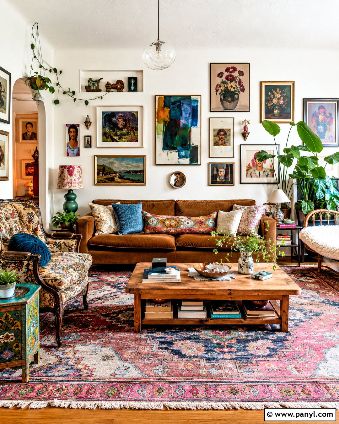Brown Couch With Colorful Eclectic Decor - 20 living room designs with brown couches