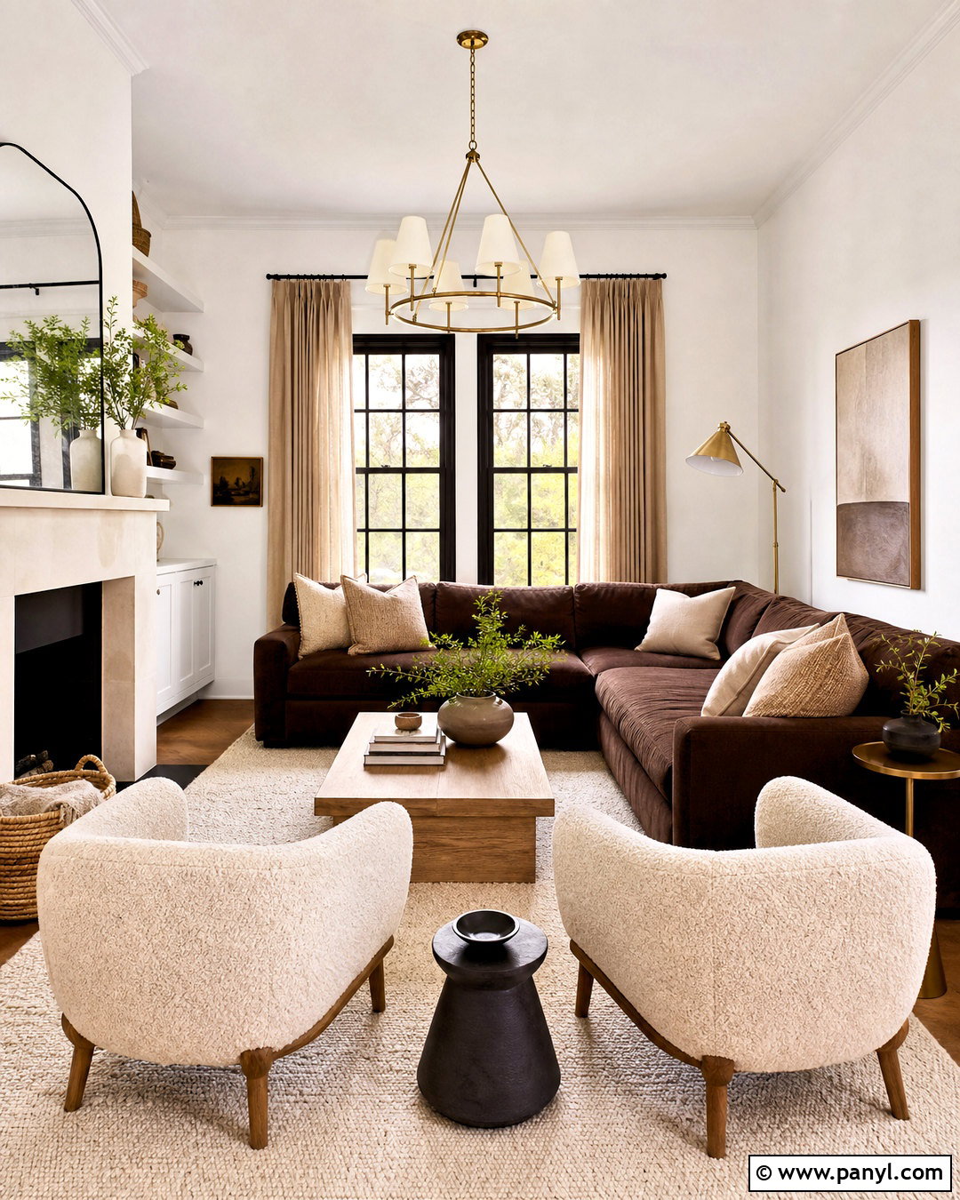 Brown Couch With Cream And Warm White - 20 living room brown couch color schemes