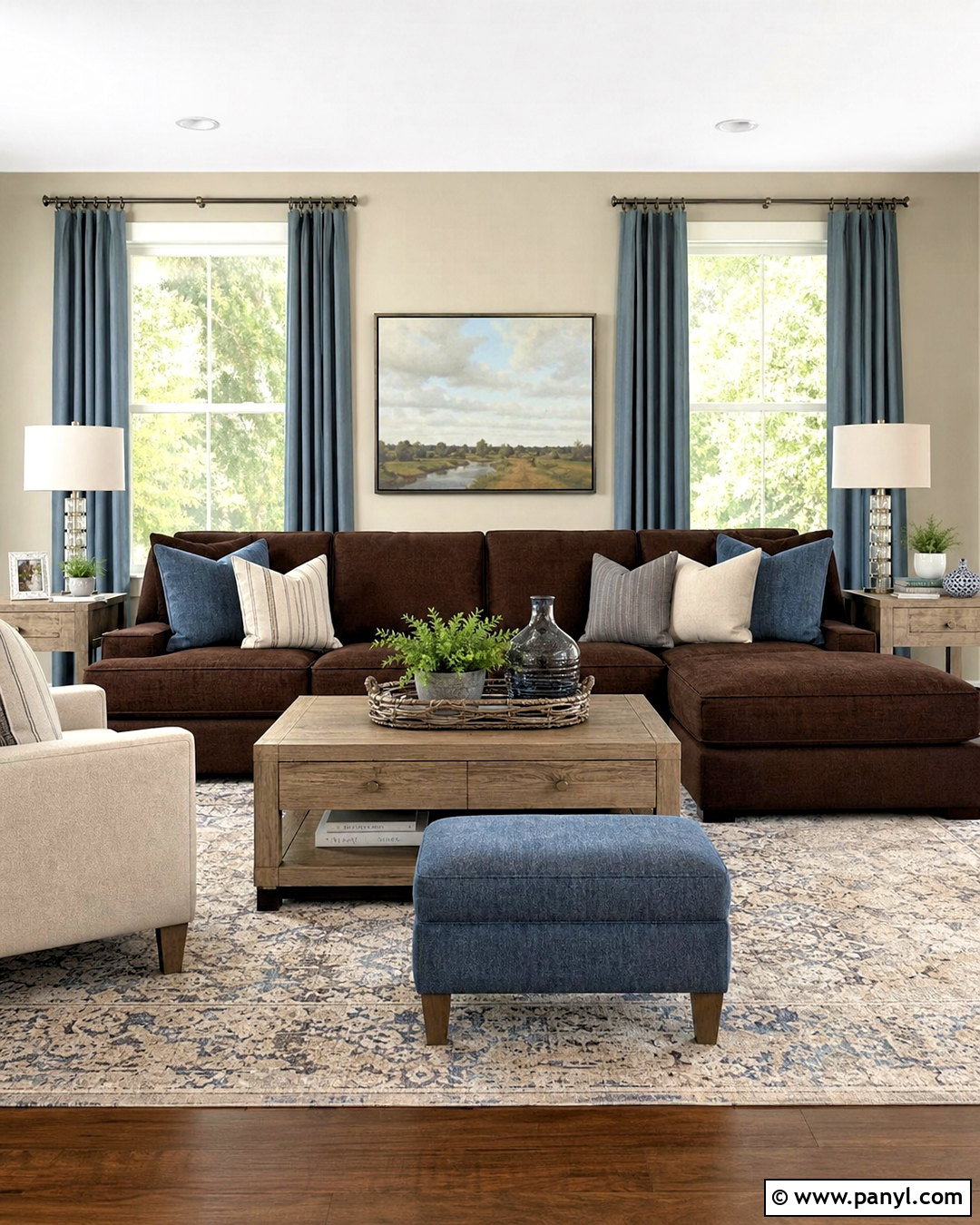 Brown Couch With Dusty Blue And Greige - 20 brown couch decor color schemes