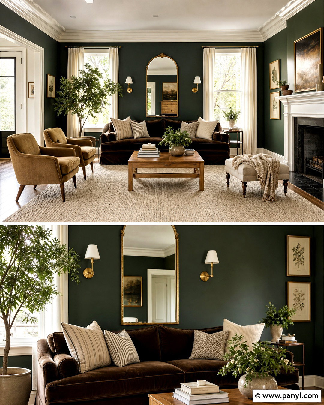 Brown Couch With Forest Green - 20 living room brown couch color schemes