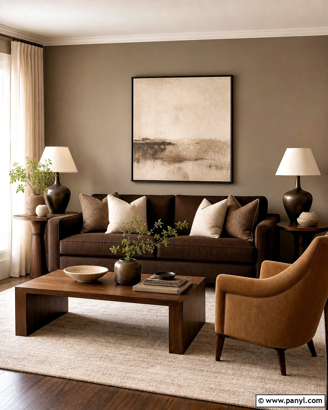 Brown Couch With Layered Chocolate And Taupe - 20 brown couch decor color schemes