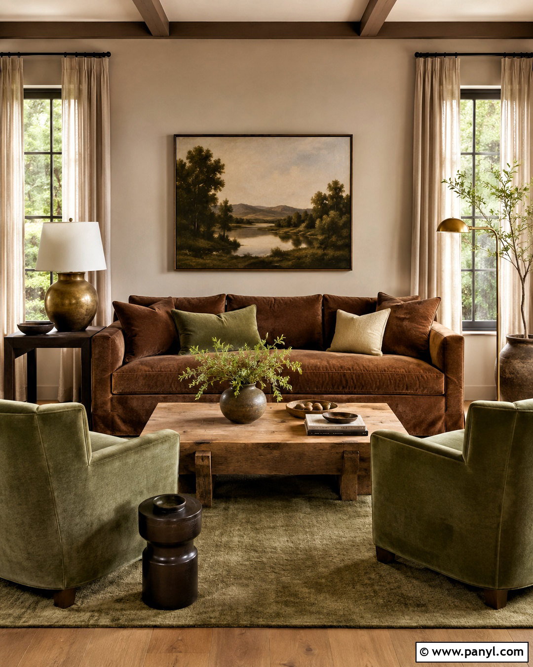 Brown Couch With Olive Green Decor - 20 living room inspiration brown couch ideas