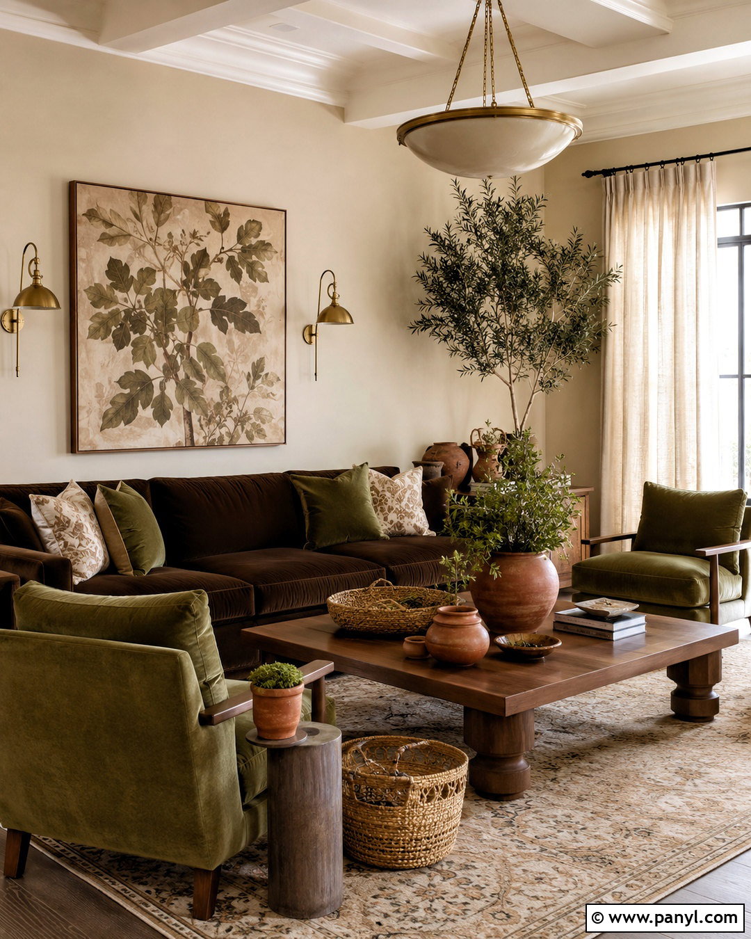 Brown Couch With Olive Green Decor - 20 living room designs with brown couches
