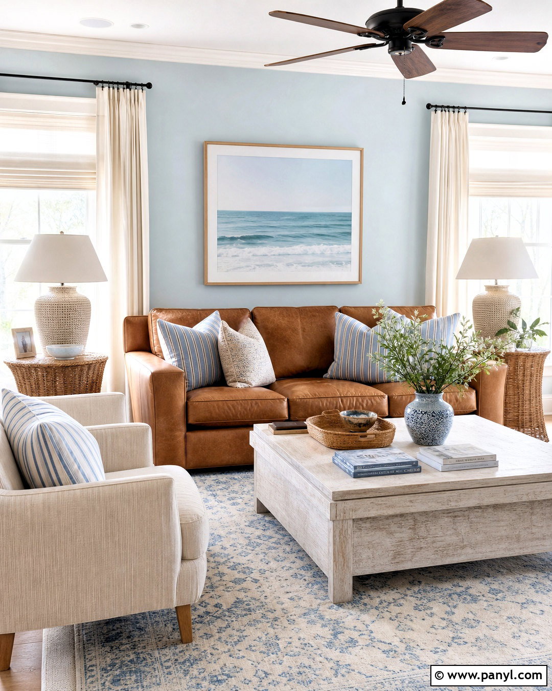 Brown Couch With Pale Blue - 20 living room brown couch color schemes