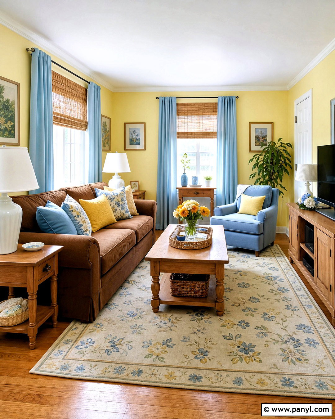 Brown Couch With Pale Yellow And Soft Blue - 20 brown couch decor color schemes