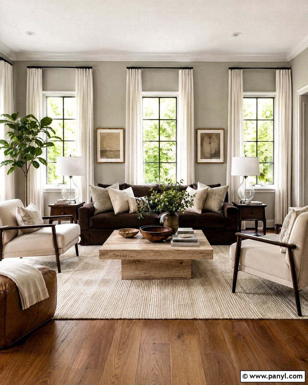 Brown Couch With White Curtains - 20 living room designs with brown couches