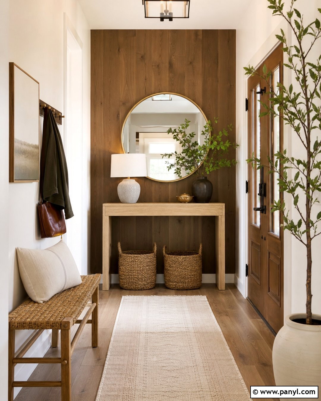 Brown Entryway Feature Wall - 35 Brown Feature Wall Ideas