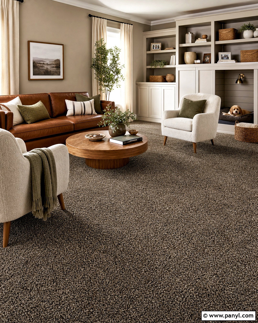 Brown Flecked Carpet for Pet Friendly Home - 20 high traffic carpet ideas