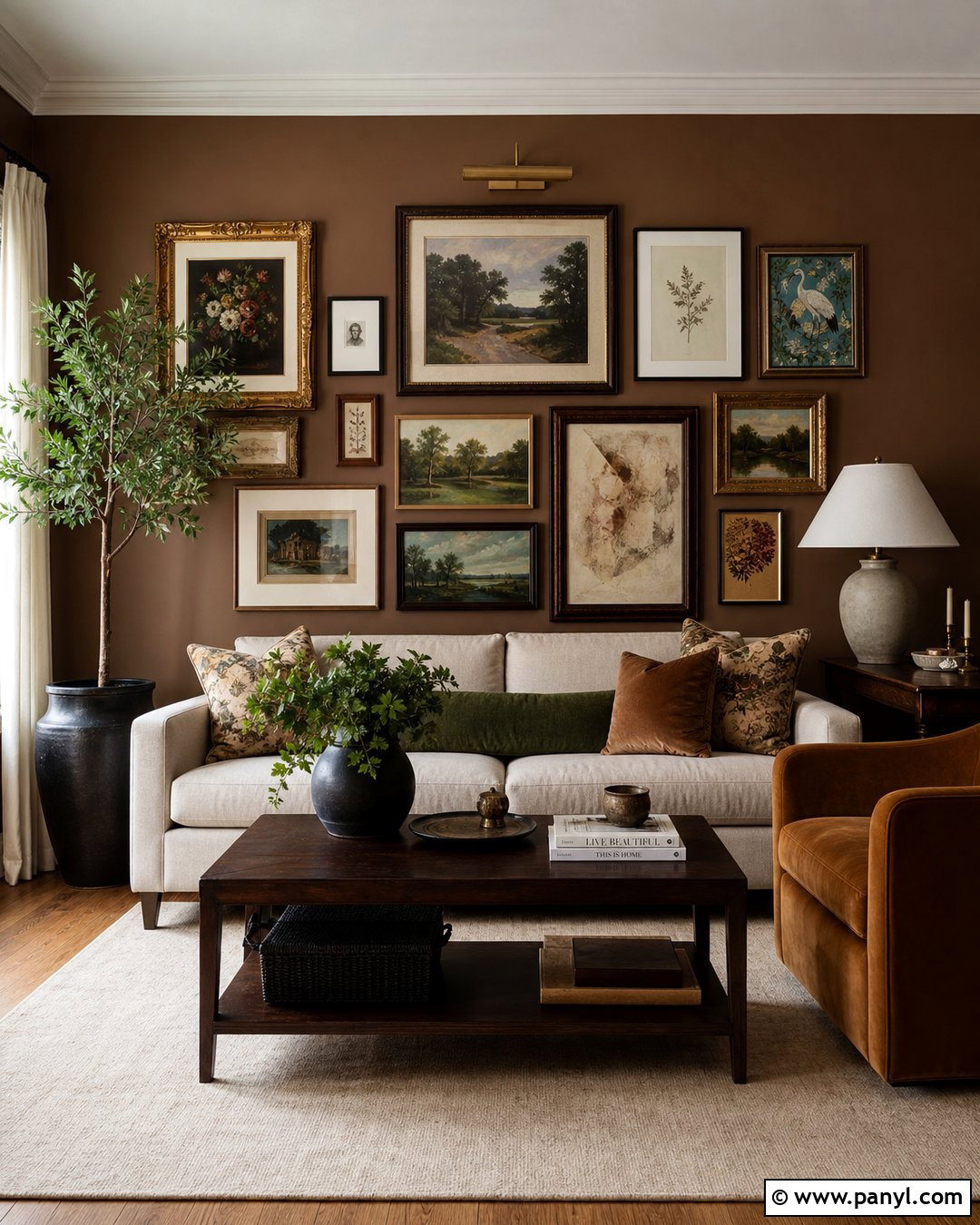 Brown Gallery Feature Wall - 35 Brown Feature Wall Ideas