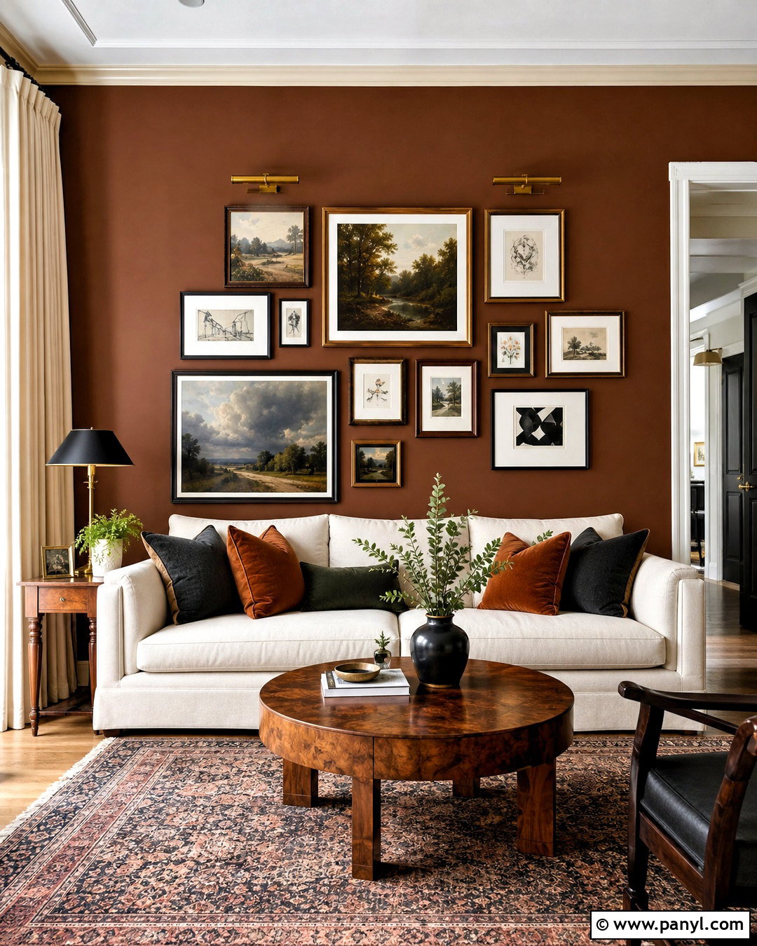Brown Gallery Wall Accent Wall - 20 brown accent wall living room ideas