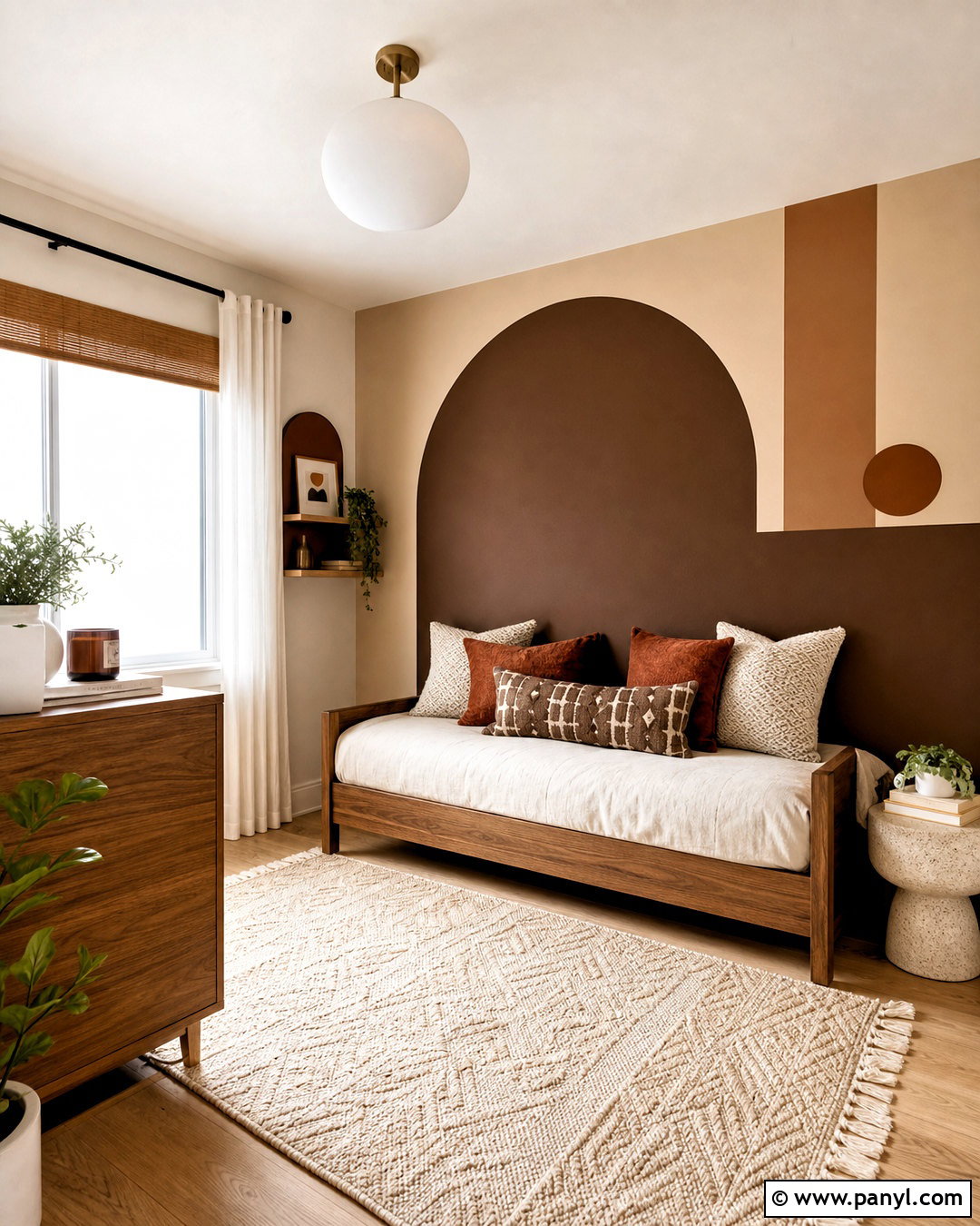 Brown Geometric Accent Wall - 20 brown accent wall ideas