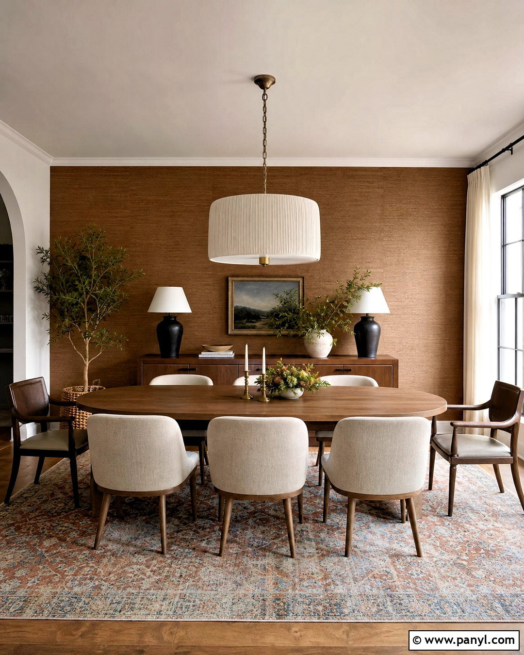 Brown Grasscloth Accent Wall - 20 brown accent wall ideas