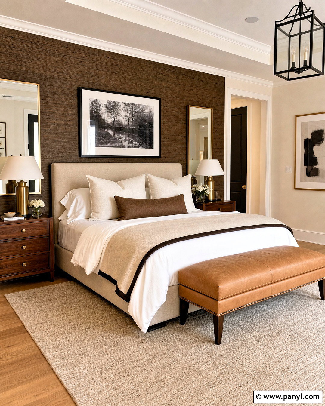 Brown Grasscloth Accent Wall - 20 brown accent wall bedroom ideas