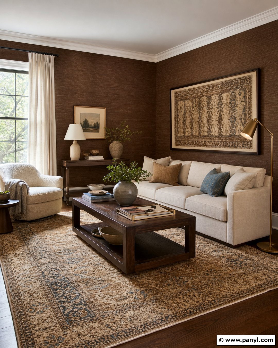 Brown Grasscloth Feature Wall - 35 Brown Feature Wall Ideas