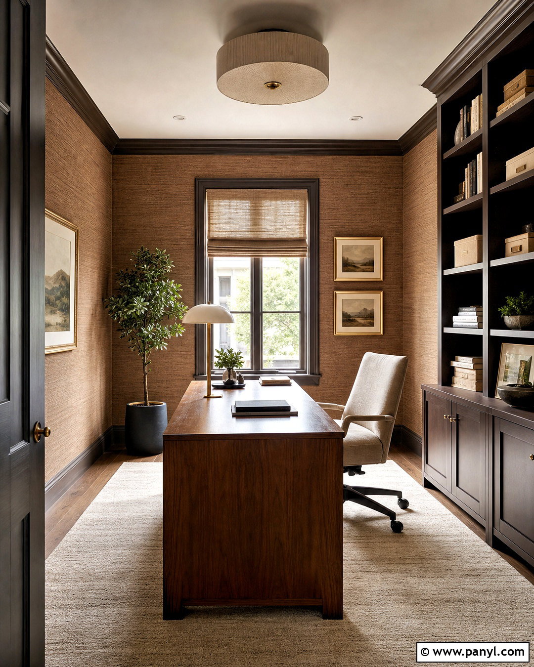 Brown Grasscloth Home Office - 20 brown wall texture ideas