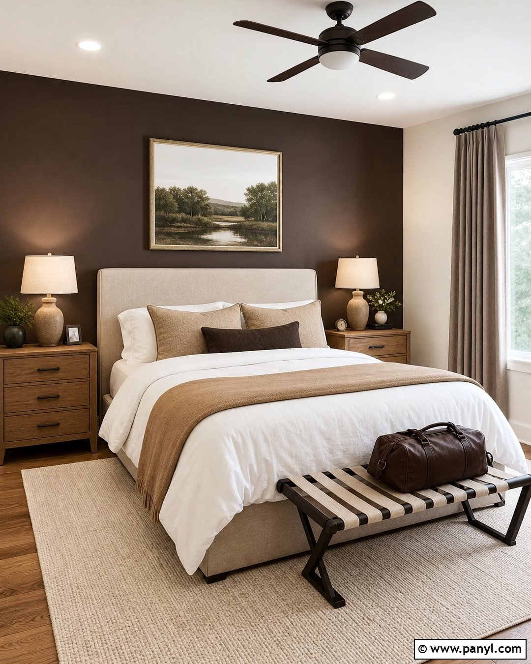 Brown Guest Bedroom Feature Wall - 35 Brown Feature Wall Ideas