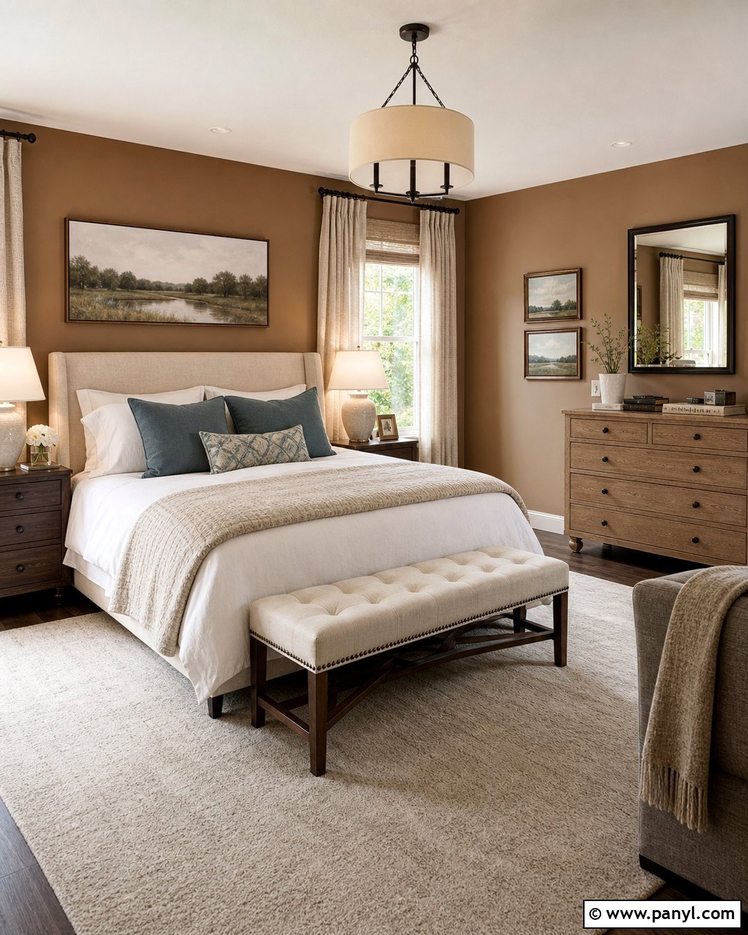 Brown Guest Bedroom - 35 Brown Wall Room Ideas