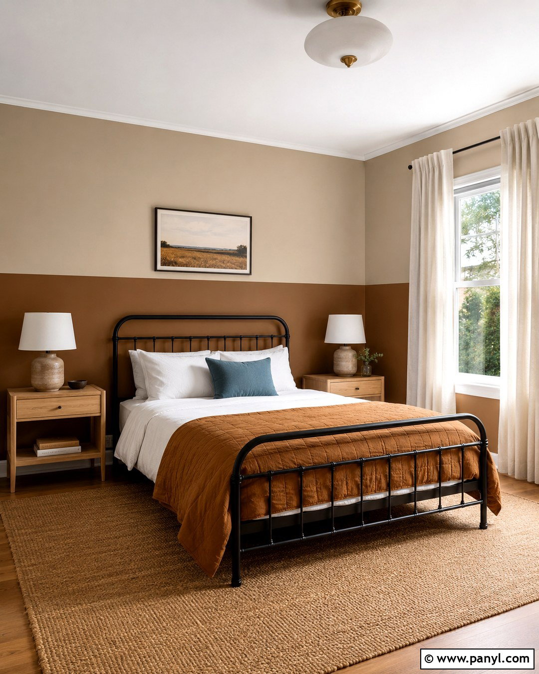 Brown Horizontal Half Painted Walls - 20 Two Tone Brown Walls