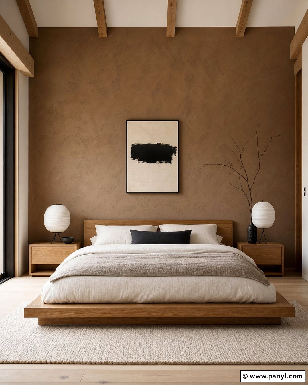 Brown Japandi Feature Wall - 35 Brown Feature Wall Ideas