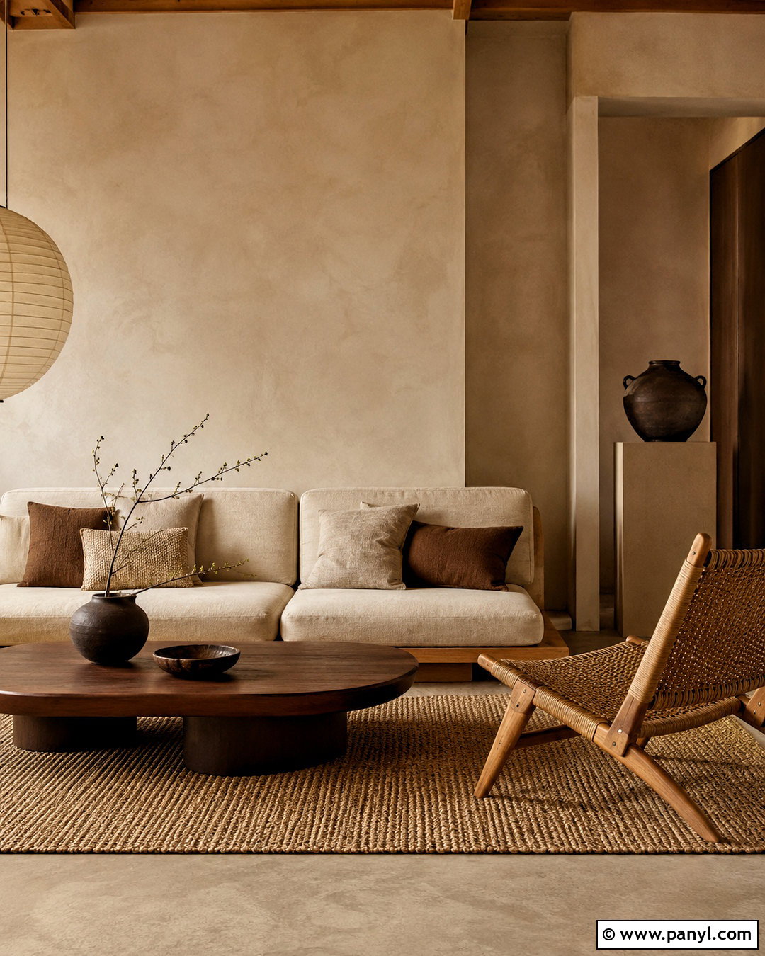 Brown Japandi Living Room - 20 brown aesthetic house ideas