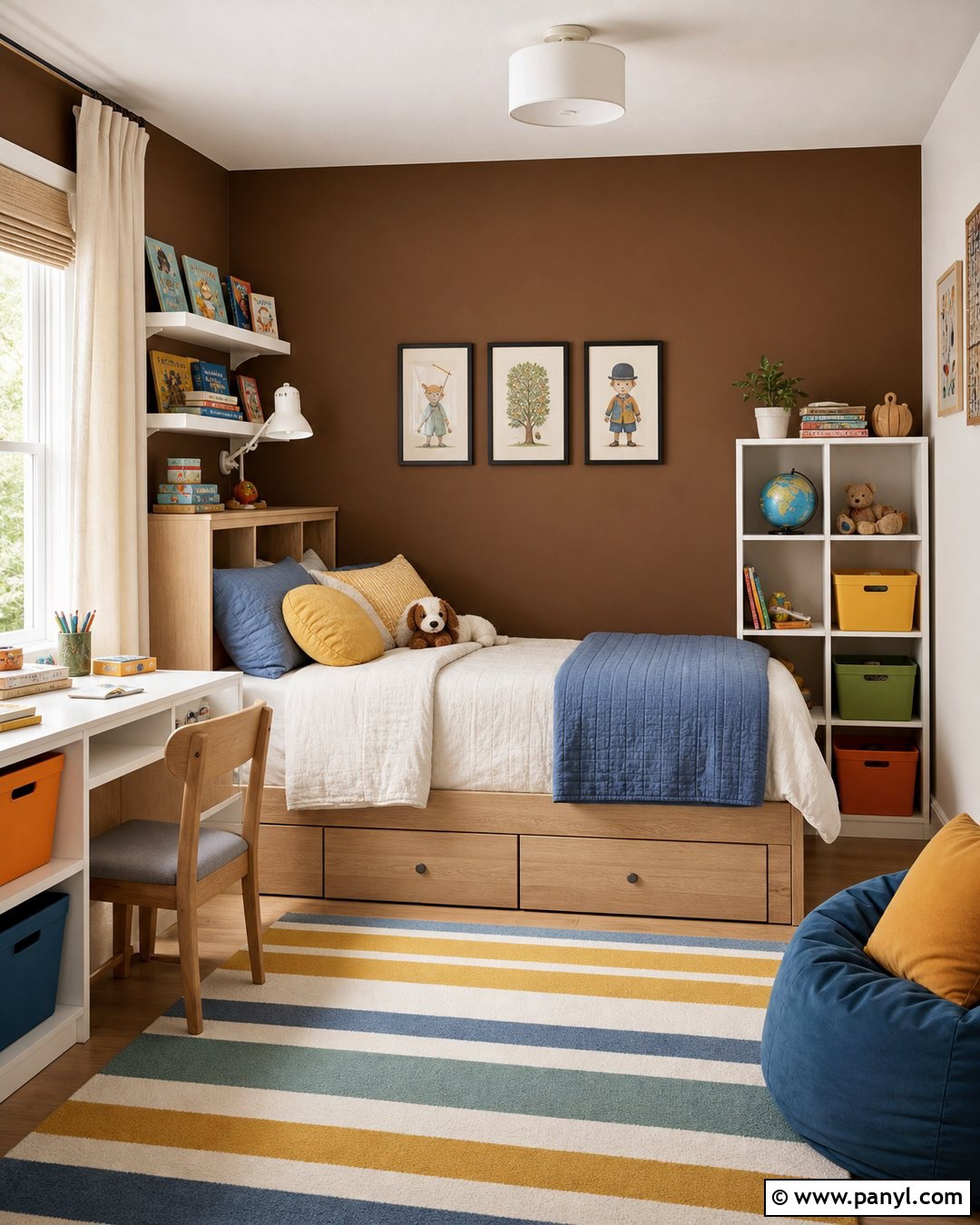 Brown Kids Bedroom Feature Wall - 35 Brown Feature Wall Ideas