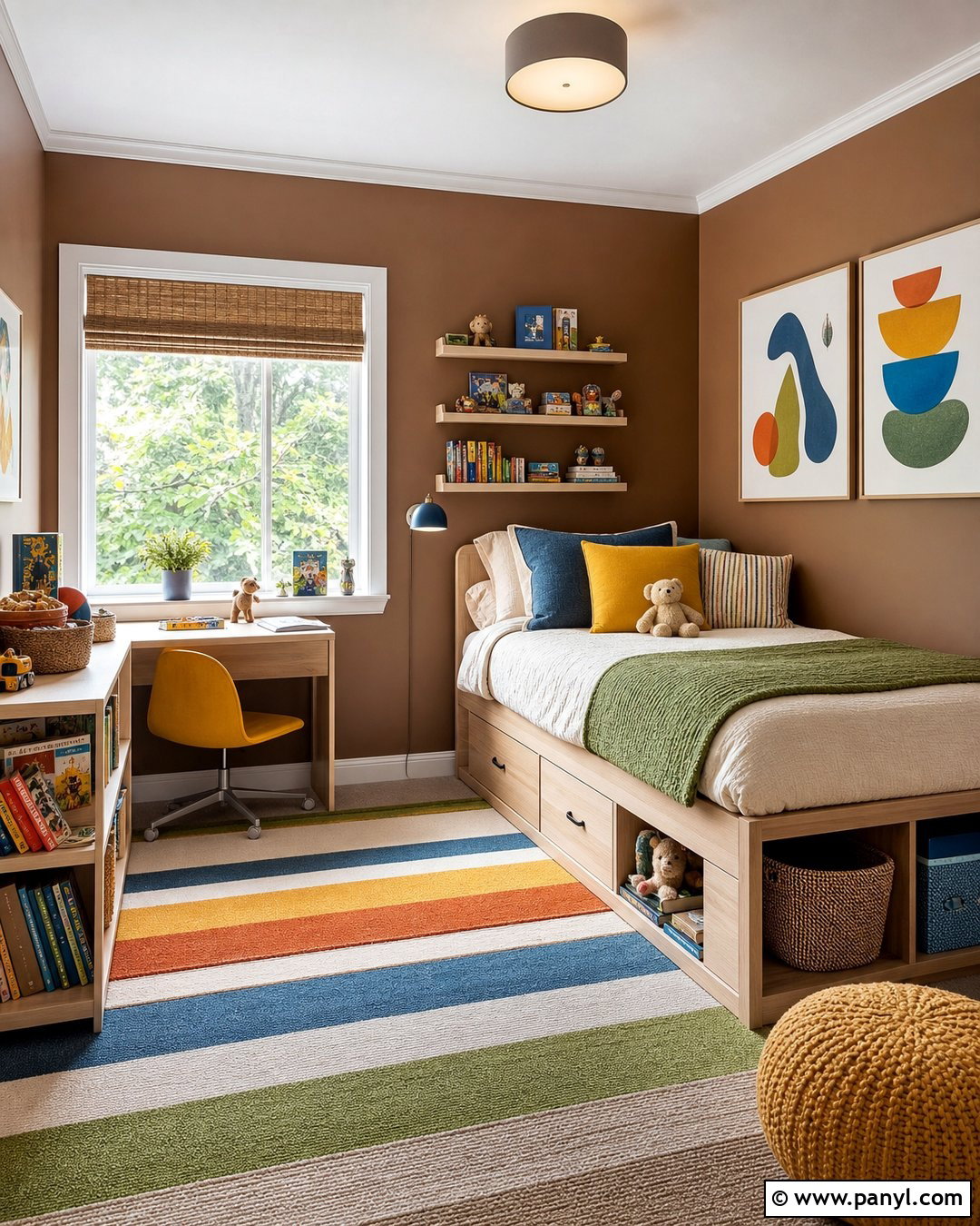 Brown Kids Room - 35 Brown Wall Room Ideas