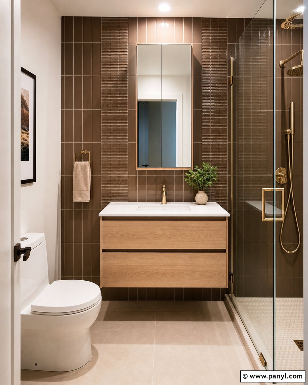 Brown Kit Kat Tile Bathroom - 20 Brown Textured Wall Bathroom Ideas