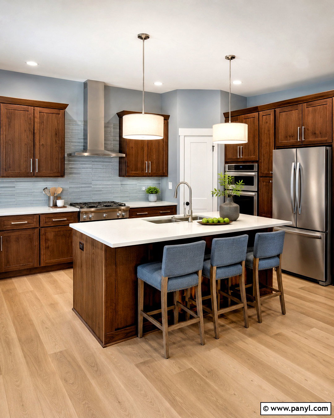 Brown Kitchen Cabinets With Blue Gray - 20 brown kitchen cabinets color schemes