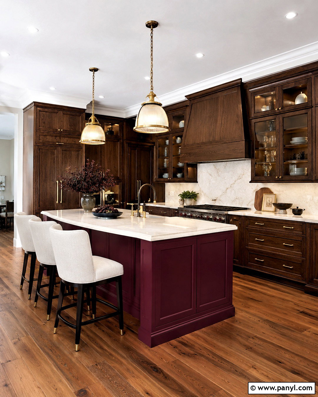 Brown Kitchen Cabinets With Burgundy - 20 brown kitchen cabinets color schemes