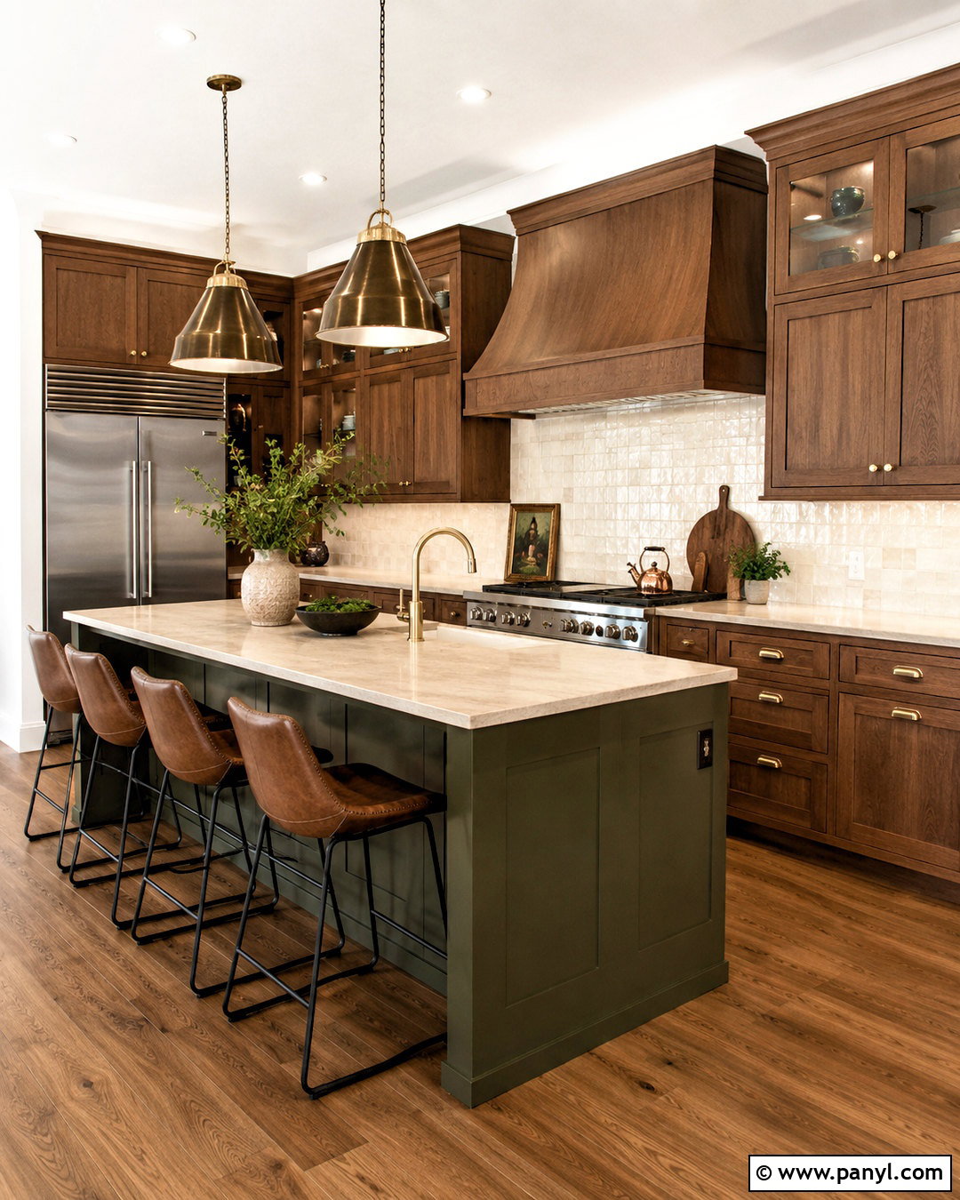 Brown Kitchen Cabinets With Dark Olive Green - 20 brown kitchen cabinets color schemes
